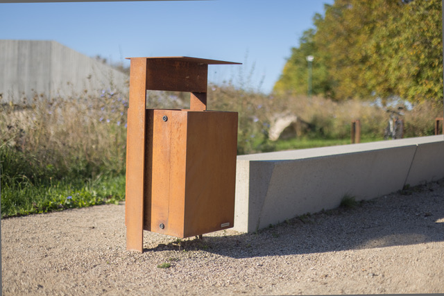 Abfallbehälter als nützlicher Gebrauchsgegenstand mit Anspruch auf Design.<br>(Bildnachweis: GARTENMETALL).